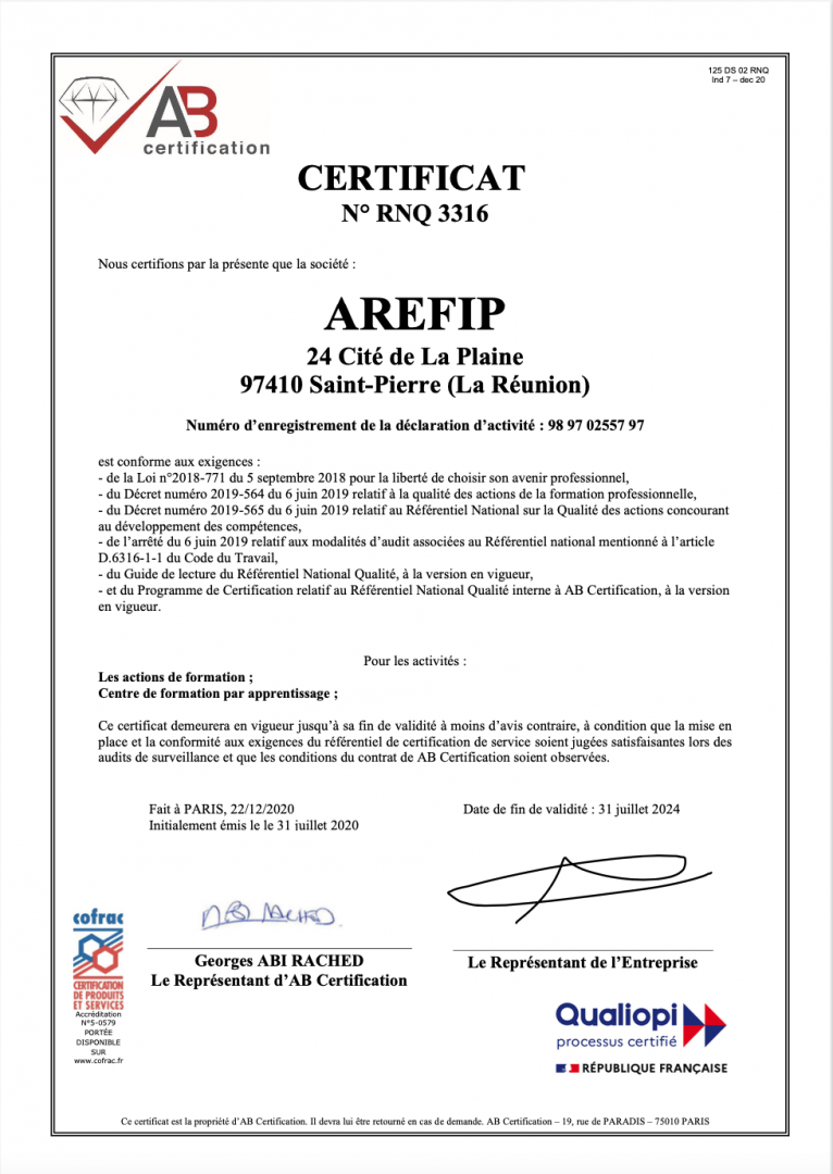 Formation professionnelle Le Tampon